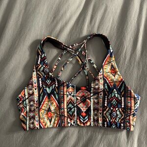 Tribal Print Strappy Sports Bra